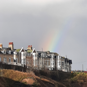 rainbow on a December day at the seafront